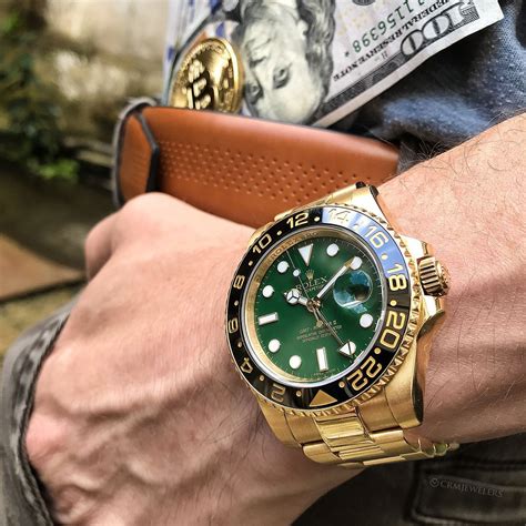 rolex gmt green face gold|Rolex gmt for sale.